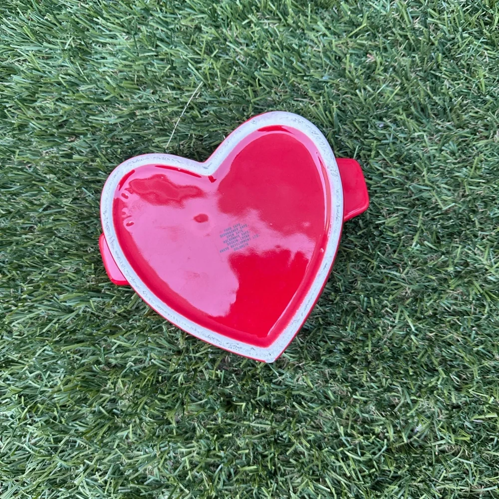 Shiny Red Heart-Shaped Dolomite Dishware Servingware Trinket Holder
